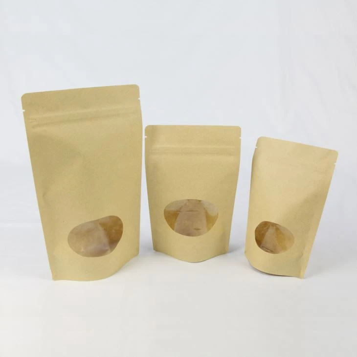 Loại thực phẩm chất lượng cao xóa sổ túi giấy Kraft với dây kéo
