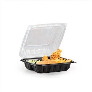 YANG RUI Mặt hàng mới Thân thiện với môi trường Lấy hộp đựng thức ăn ra T To Go Box Nhà hàng Màu đen 3 ngăn Khay có mặt trên