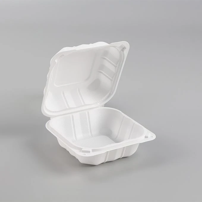 Hộp đựng vỏ sò MFPP màu trắng 5x5" có bản lề để đựng hộp thực phẩm