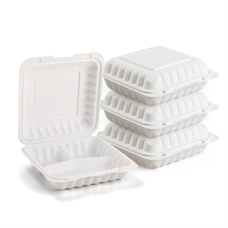 8" X 8" 3-Hộp đựng thực phẩm có bản lề MFPP dạng vỏ sò
