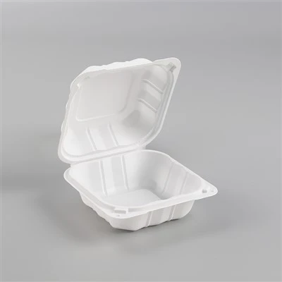 Hộp đựng vỏ sò MFPP màu trắng 5x5" có bản lề để đựng hộp thực phẩm
