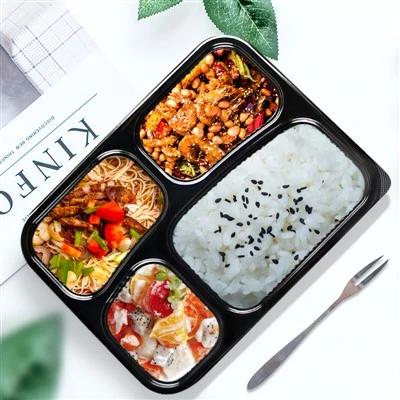 Hộp cơm Bento dùng một lần màu đen 4 So sánh
