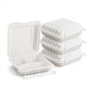 8" X 8" 3-Hộp đựng thực phẩm có bản lề MFPP dạng vỏ sò