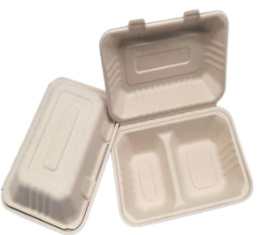 Thùng To Go Có Nắp Bã mía 2 ngăn